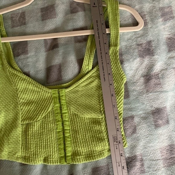 Urban Outfitters Lime Thermal Texture Hook and Eye Corset Front Crop Top Size XS - Picture 7 of 8